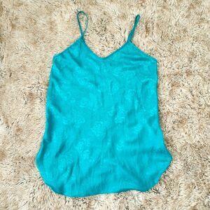 Inner Most Vintage Floral Satin Slip‎ Lingerie Teal Green
